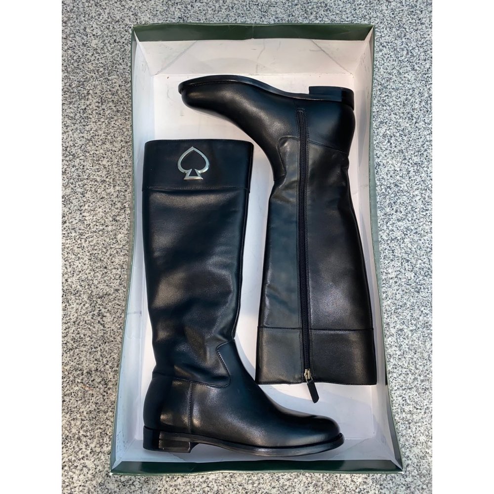 Kate Spade Black Leather Vinna Boots, Size 6M